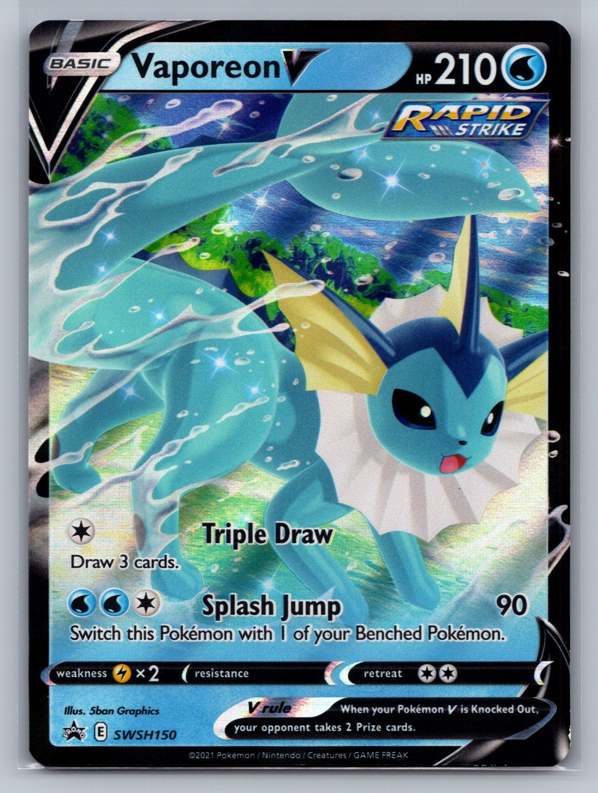 Vaporeon V Holo Promo SWSH150 SWSH: Sword & Shield Promo Cards NM