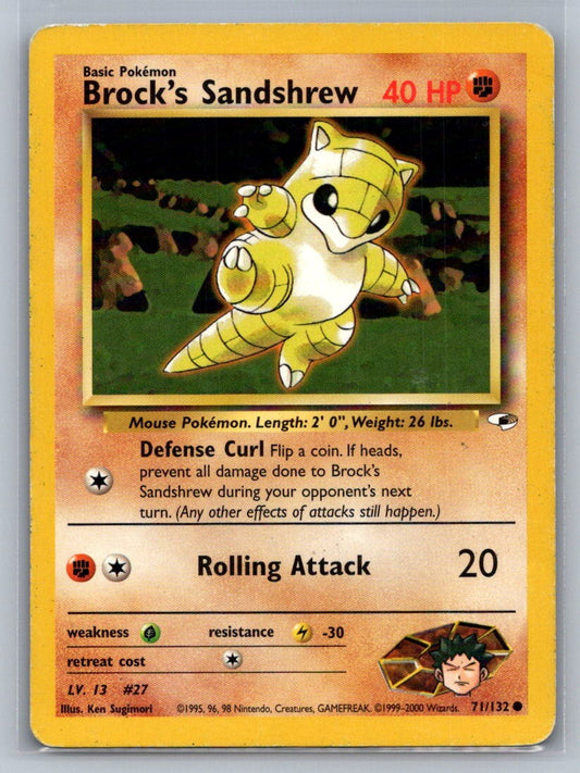Brock's Sandshrew (71) Unlimited Common 071/132 Gym Heroes LP