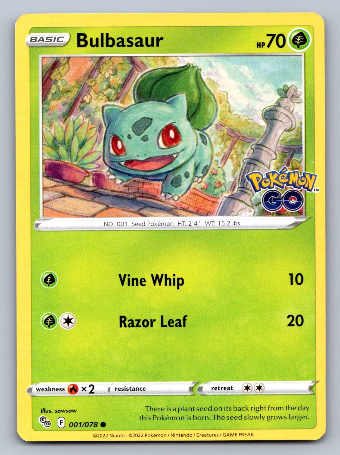 Bulbasaur Common 001/078 Pokemon GO NM