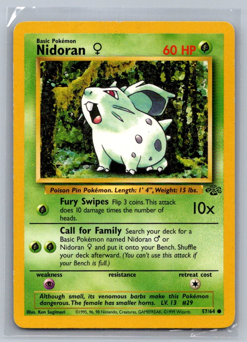 Nidoran F Unlimited Common 57/64 Jungle LP
