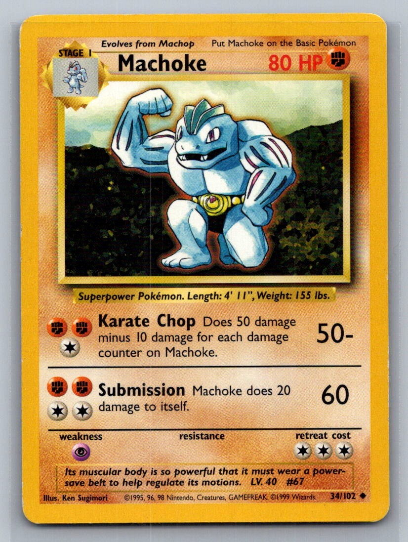Machoke Normal 034/102 Base Set LP