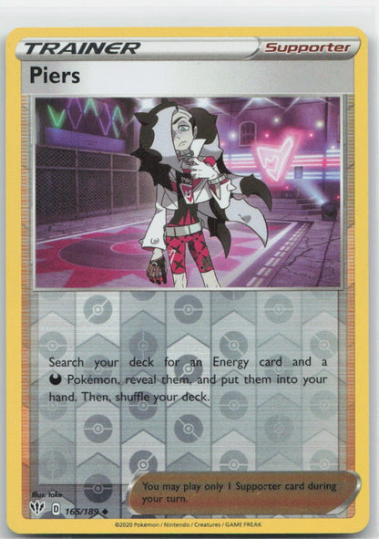 Piers Reverse Holo Uncommon 165/189 SWSH03: Darkness Ablaze NM