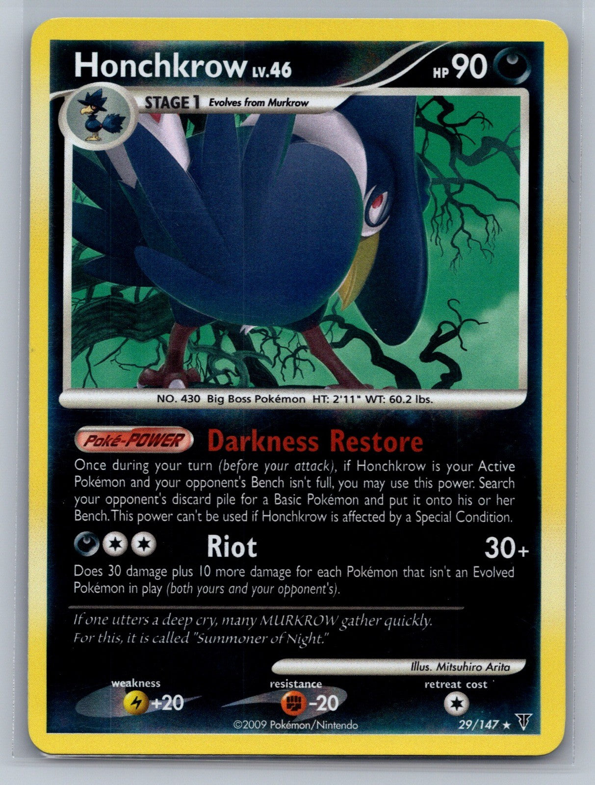 Honchkrow Reverse Holo Rare 29 Supreme Victors LP