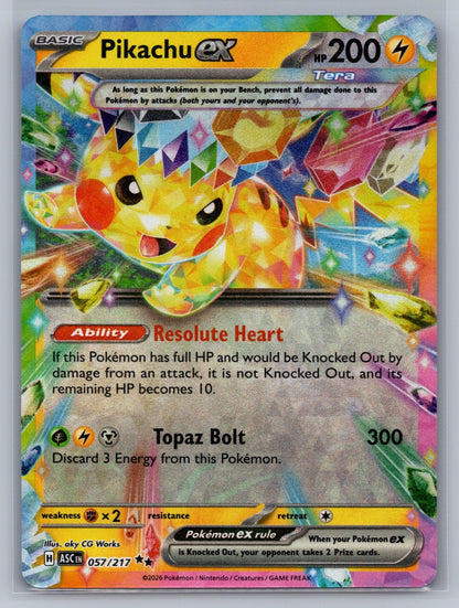 Pikachu ex Holo Double Rare 057/217 ME: Ascended Heroes NM