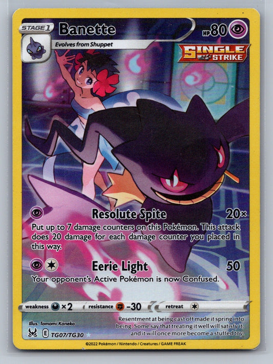 Banette Holo Ultra Rare TG07/TG30 SWSH11: Lost Origin Trainer Gallery NM