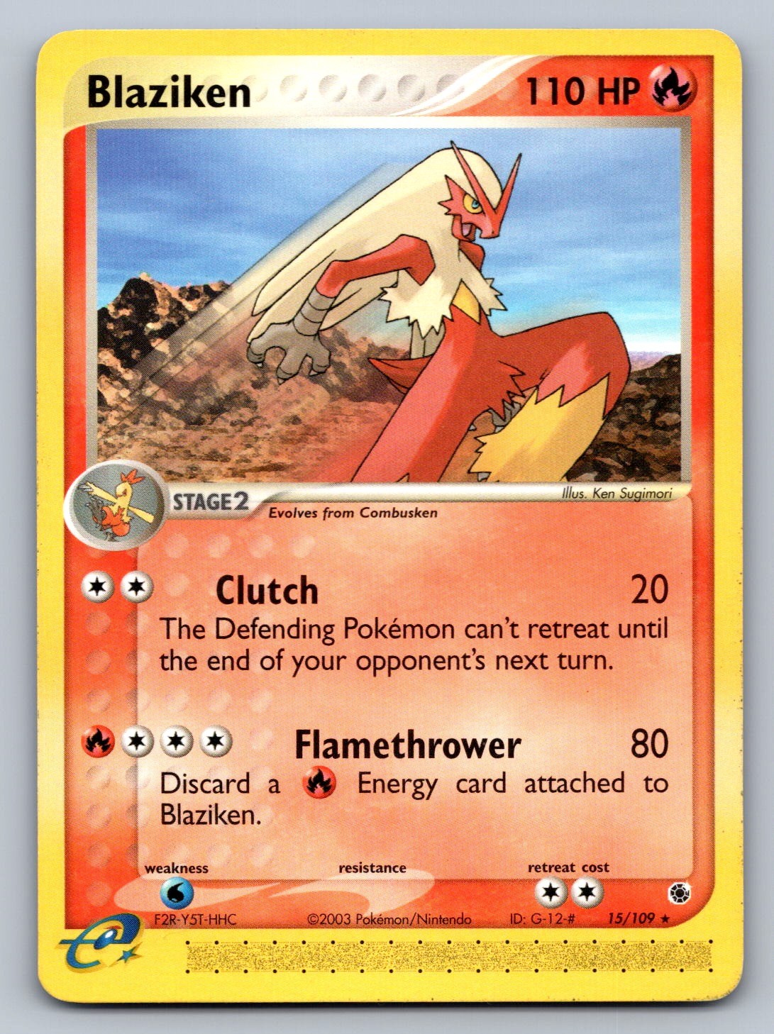Blaziken - Rare 15/109 Ruby and Sapphire NM