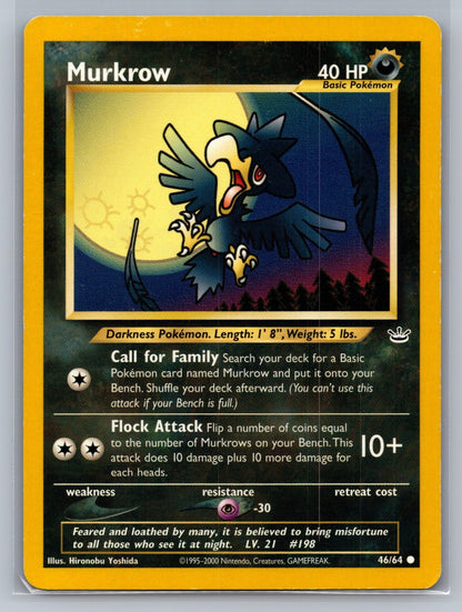 Murkrow Unlimited Common 46/64 Neo Revelation LP