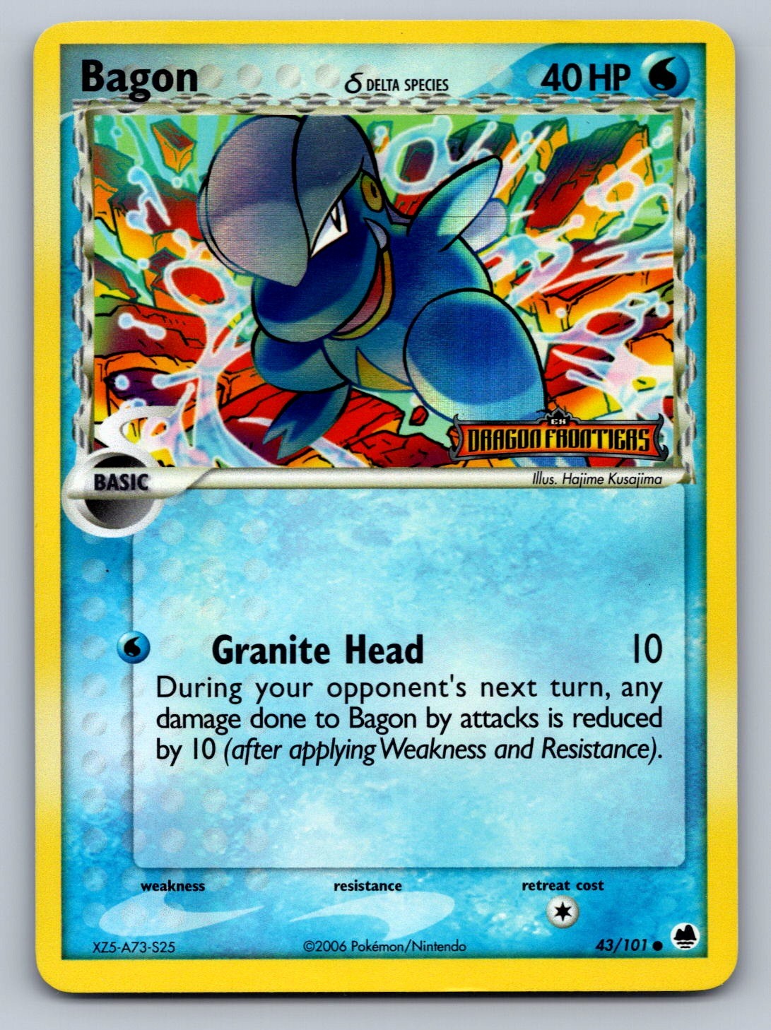 Bagon (Delta Species) Reverse Holo Common 43/101 Dragon Frontiers NM