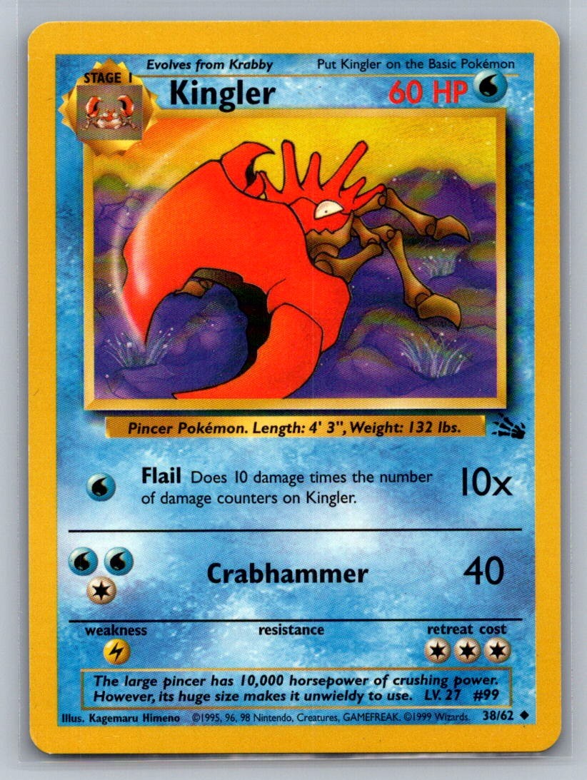 Kingler Unlimited Uncommon 38/62 Fossil LP
