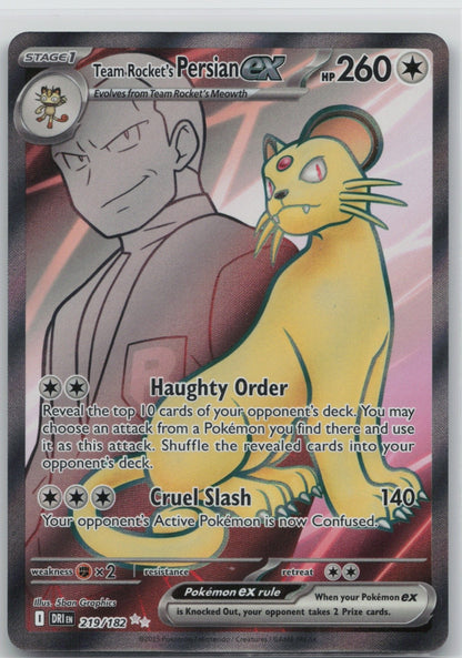 Team Rocket's Persian ex - Holo Ultra Rare 219/182 SV10: Destined Rivals NM