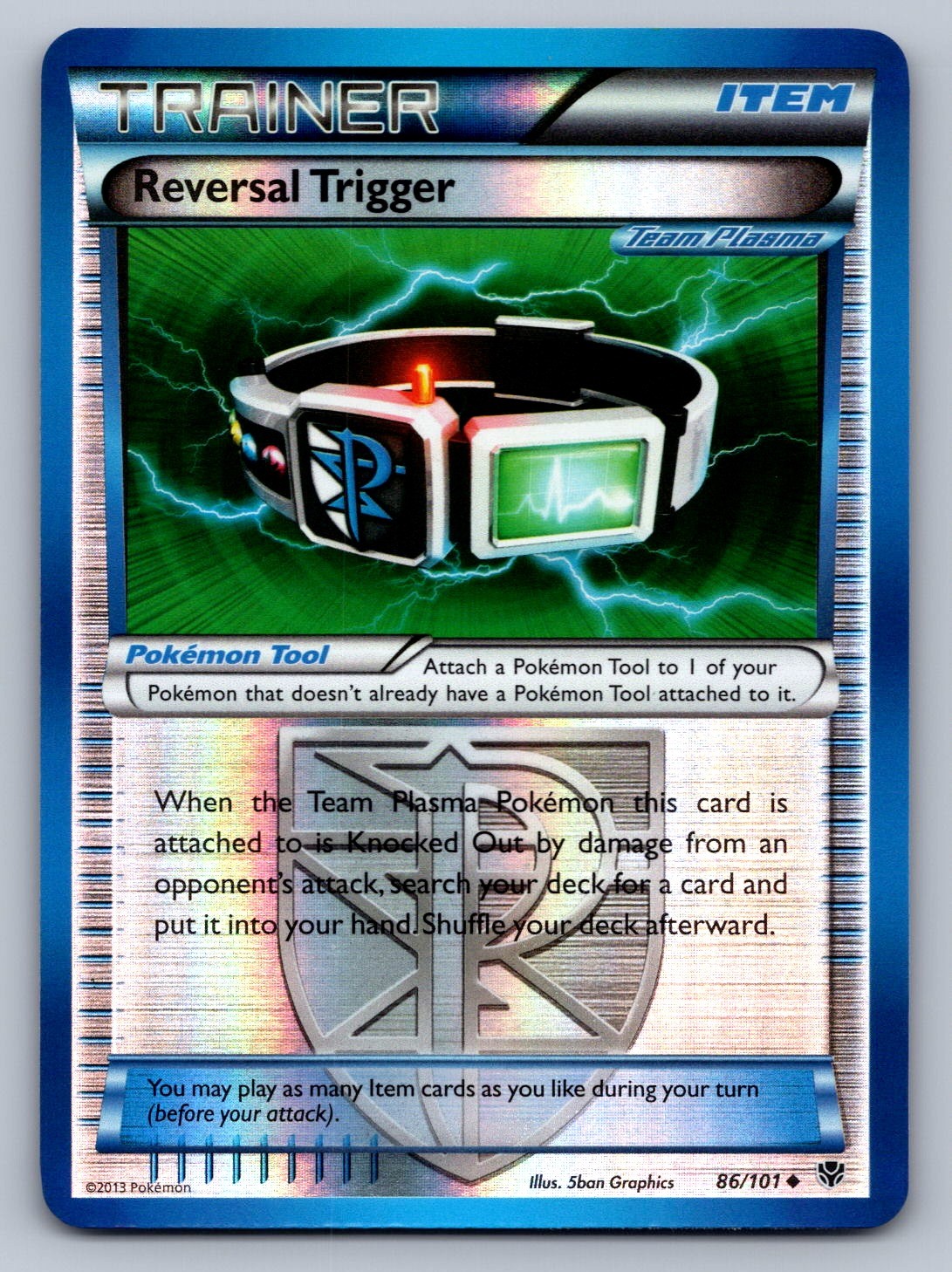 Reversal Trigger (Team Plasma) 86/101 Item Reverse Holo Plasma Blast NM