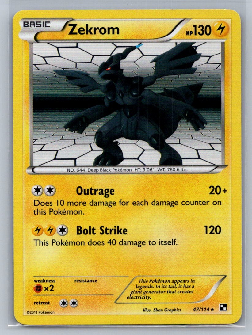 Zekrom Holo Holo Rare 47/114 Black and White LP