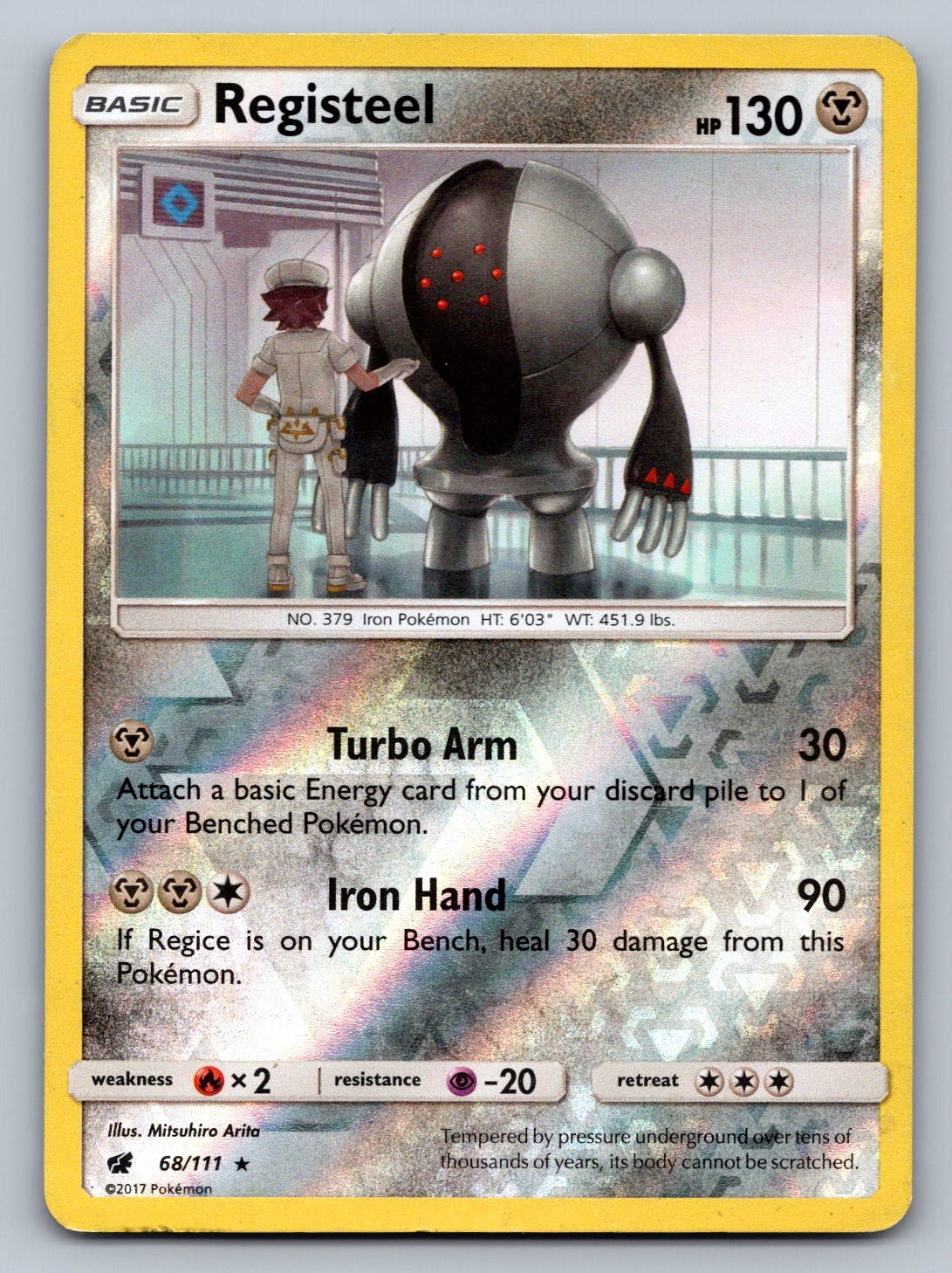 Registeel Reverse Holo Rare 68/111 SM - Crimson Invasion NM