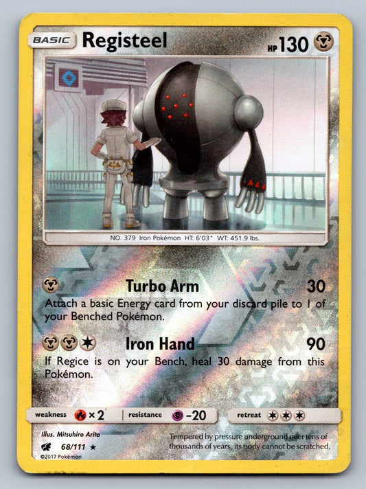 Registeel Reverse Holo Rare 68/111 SM - Crimson Invasion NM