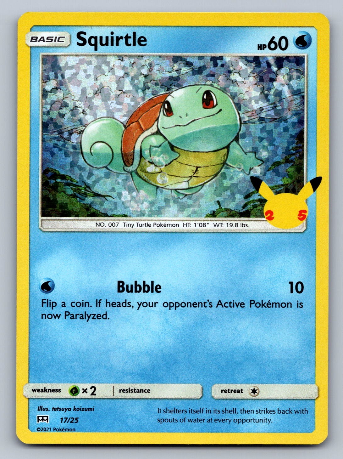 Squirtle - 17/25 017/025 Water Holo McDonald's 25th Anniversary Promos NM