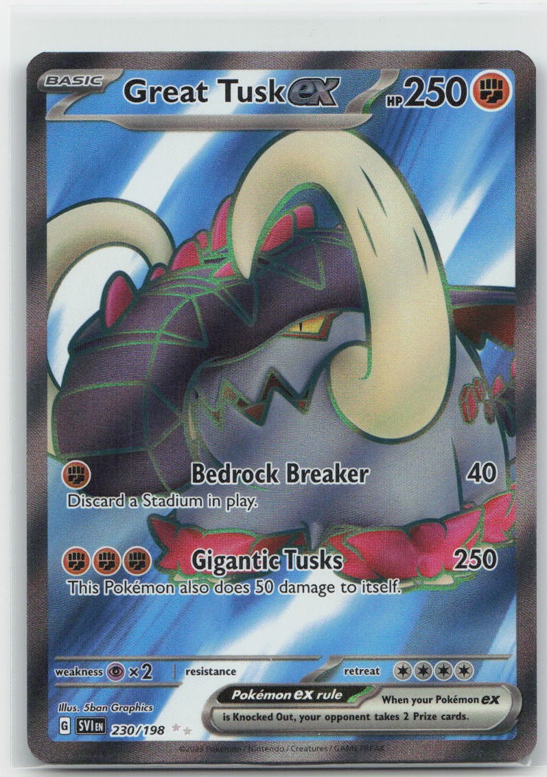 Great Tusk ex - Holo Ultra Rare 230/198 SV01: Scarlet & Violet Base Set NM