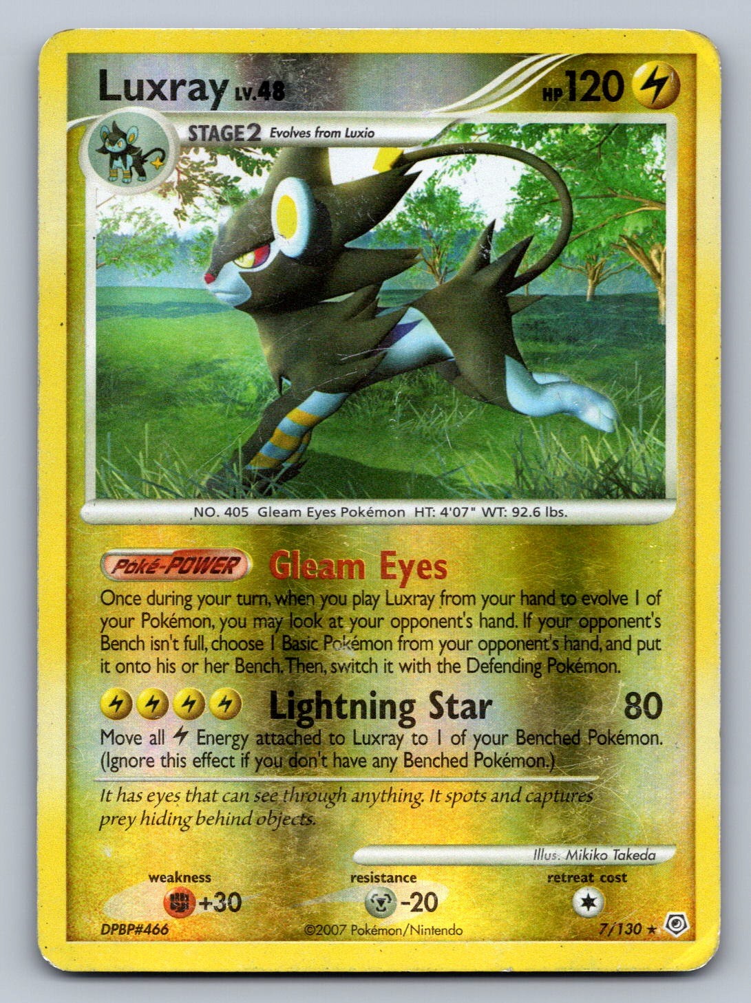 Luxray Reverse Holo Holo Rare 7/130 Diamond and Pearl NM
