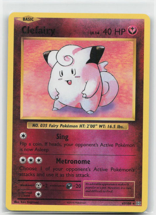 Clefairy Reverse Holo Holo Rare 63/108 XY - Evolutions LP