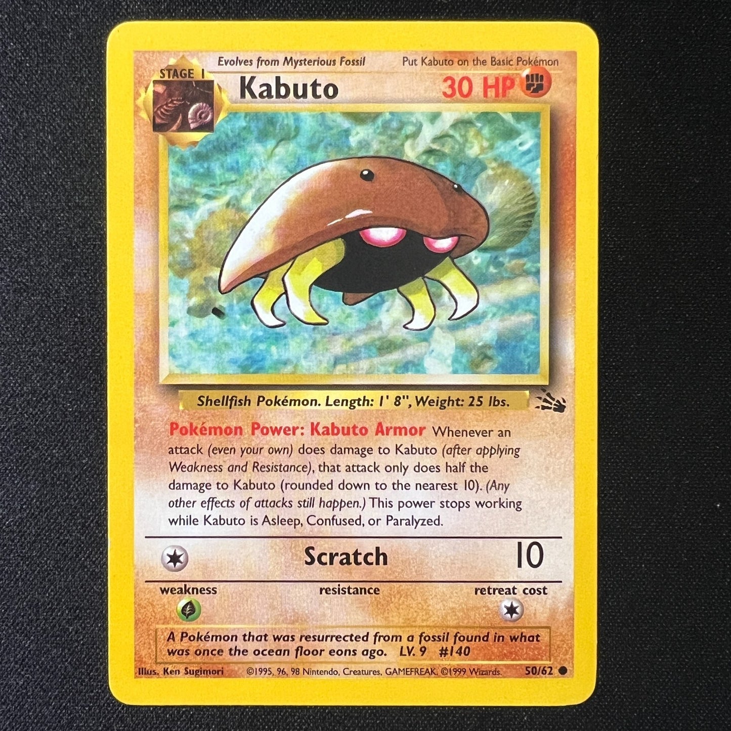 Pokemon TCG Kabuto 50/62 Fossil Vintage WOTC Card Unlimited LP