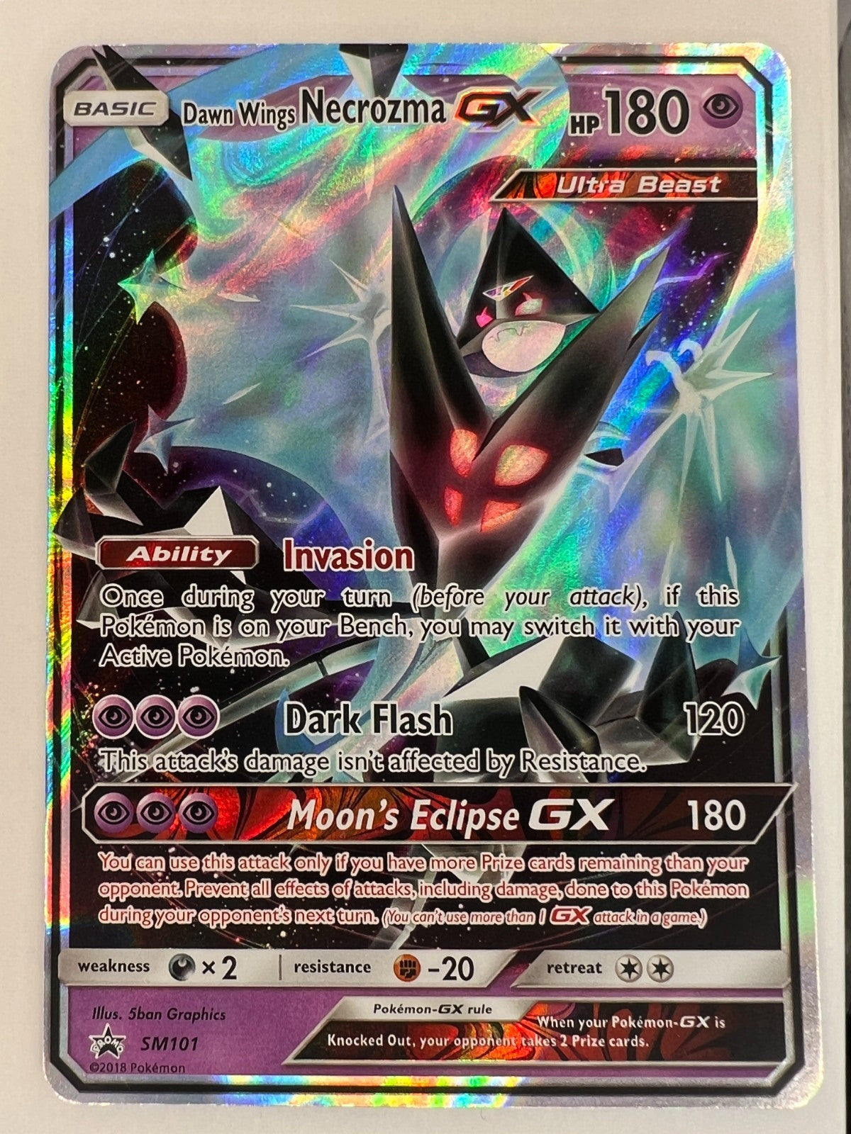 Pokemon Cards Dawn Wings Necrozma GX - SM101 Sun & Moon Promo Ultra Rare Card LP