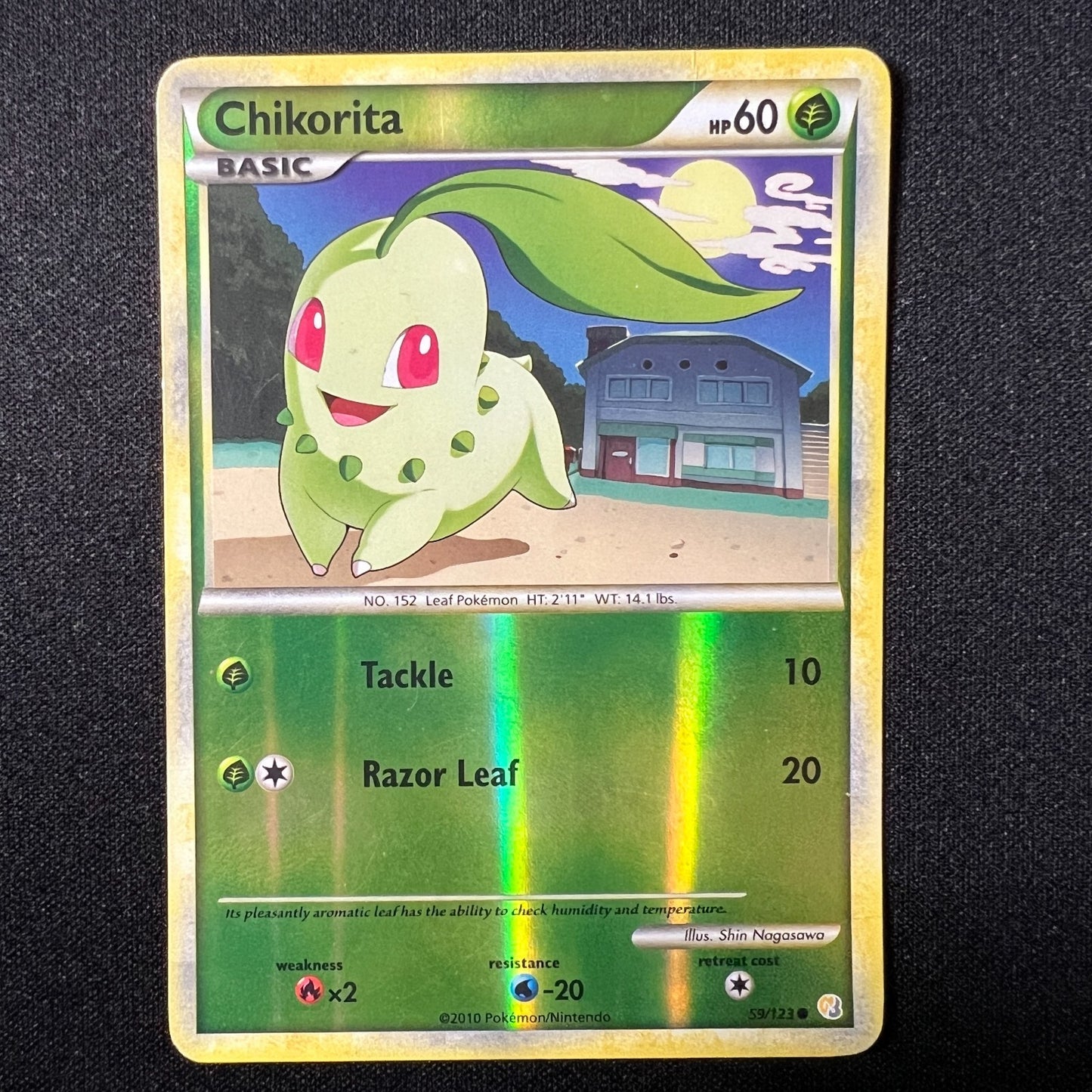 🌱 Chikorita Reverse Holo 59/123 – HeartGold SoulSilver Pokemon Cards TCG – LP