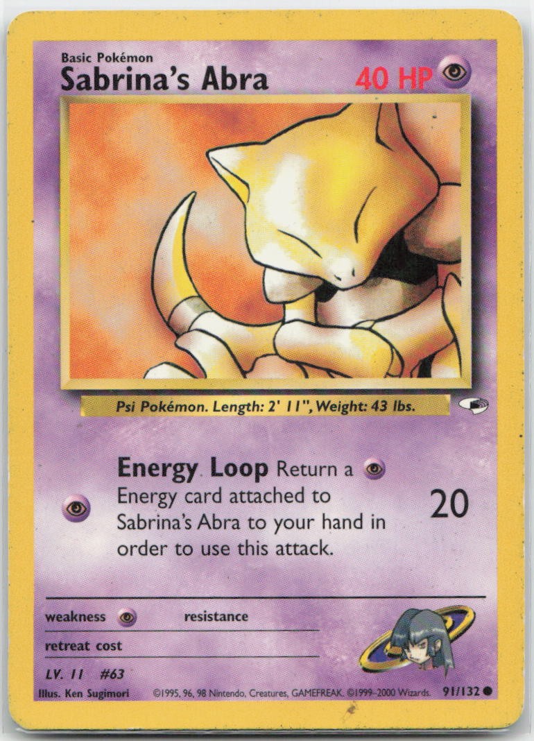 Sabrina's Abra Unlimited Common 091/132 Gym Heroes LP