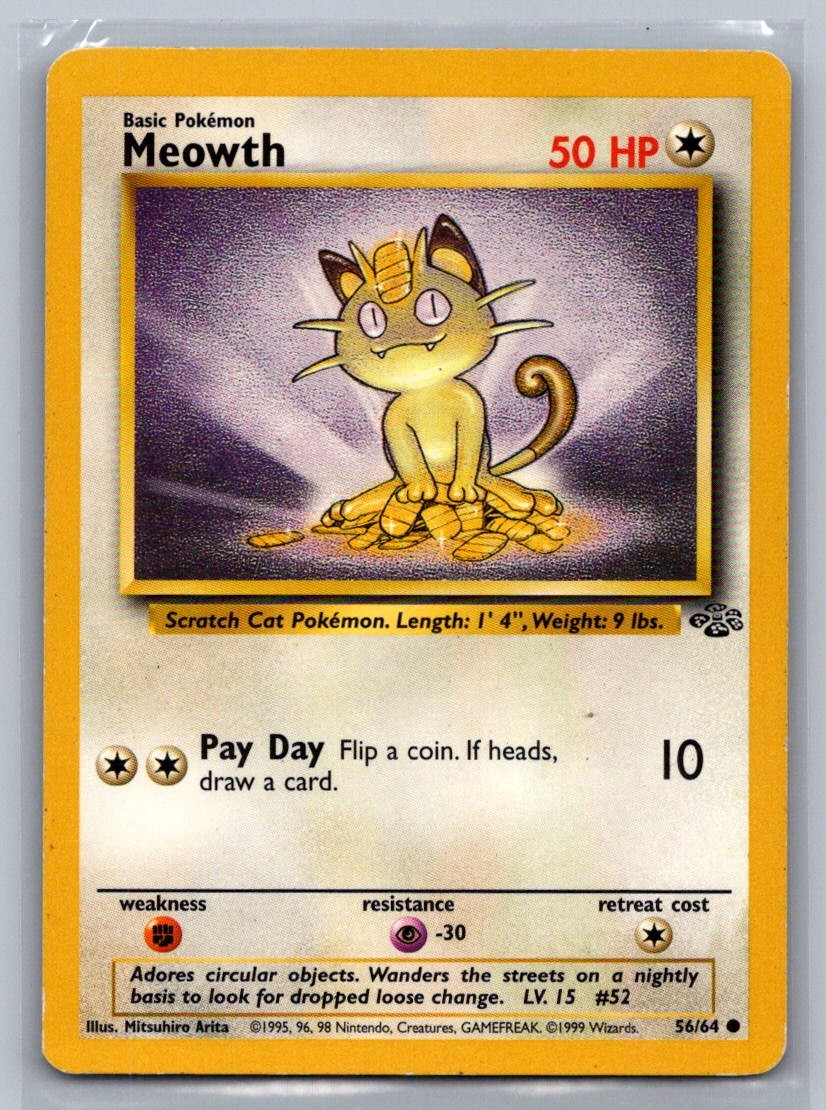 Meowth Unlimited Common 56/64 Jungle LP