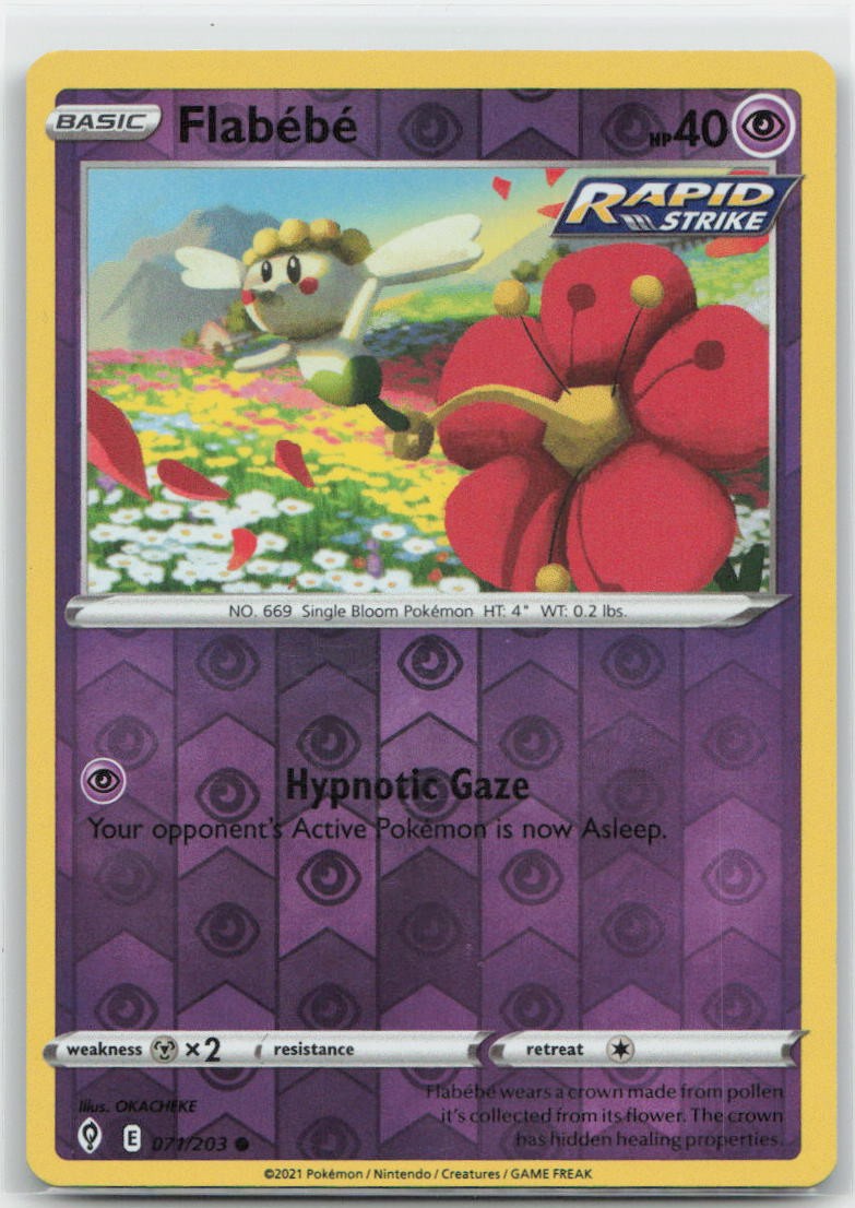 Flabebe Reverse Holo Common 071/203 SWSH07: Evolving Skies NM