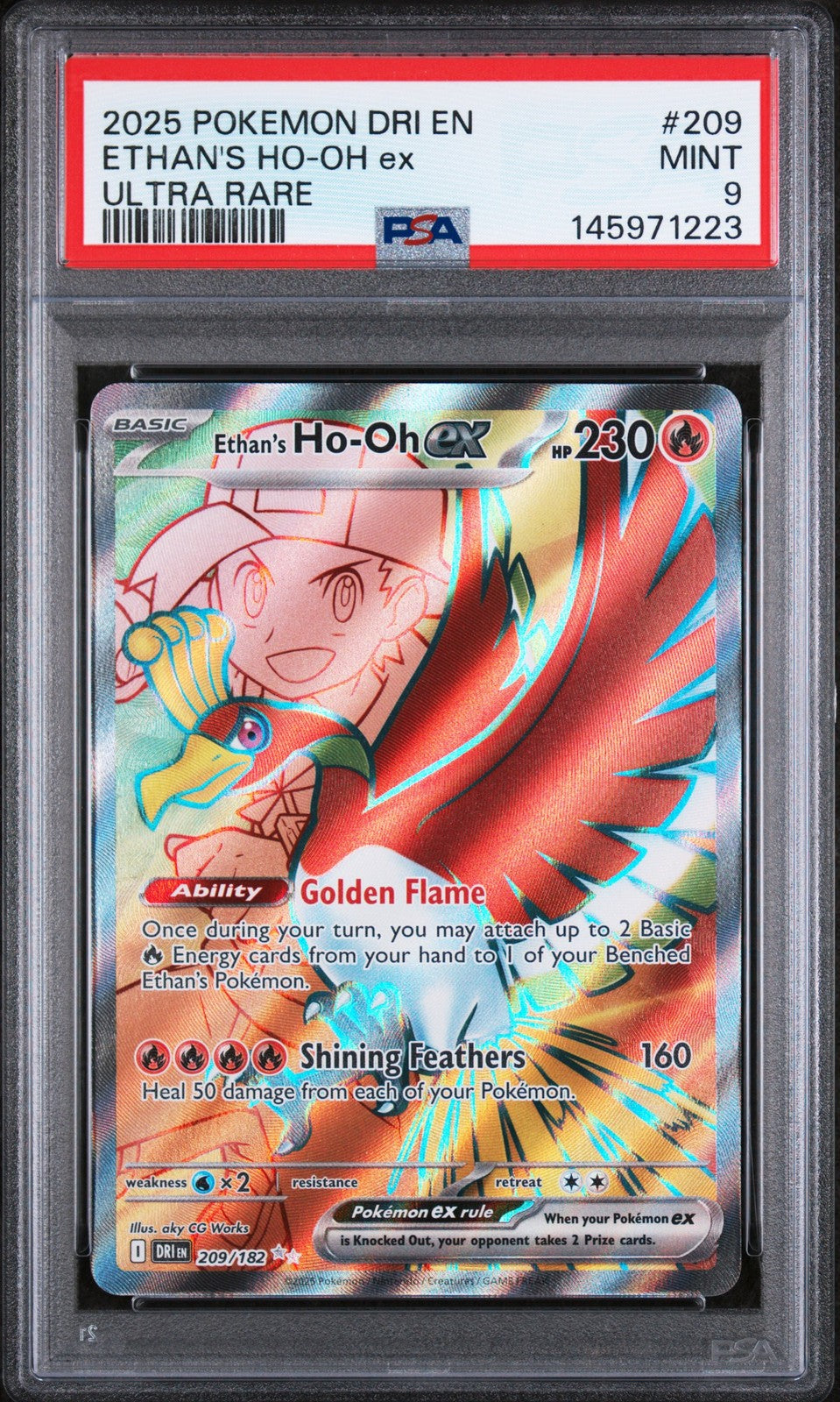 Ethan's Ho-Oh Ex Ultra Rare 209 Pokemon Dri En-Destined Rivals NM PSA 9