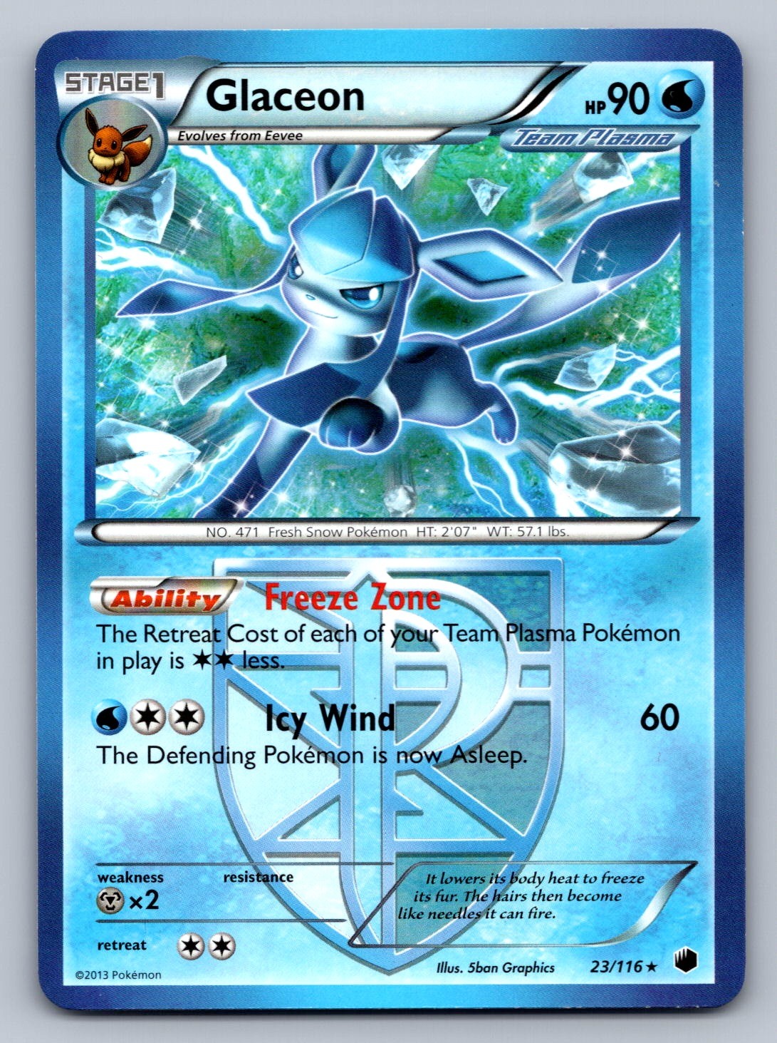 Glaceon (Team Plasma) 23/116 Water Plasma Freeze NM