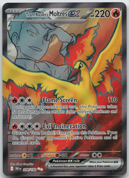Team Rocket's Moltres ex - Holo Ultra Rare 208/182 SV10: Destined Rivals NM