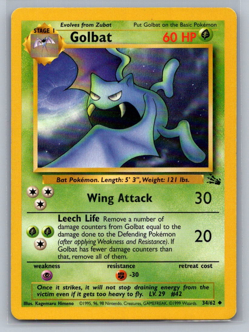 Golbat Unlimited Uncommon 34/62 Fossil LP