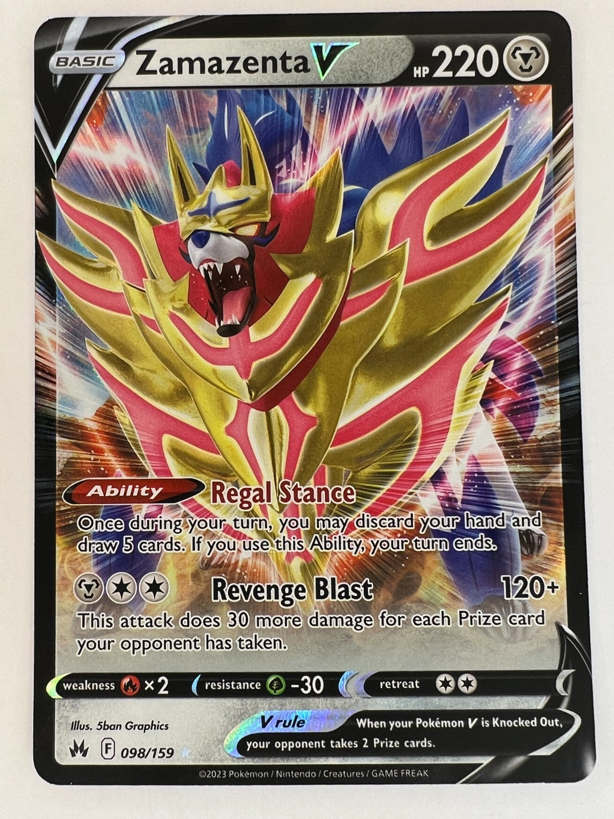 Pokemon Cards Crown Zenith Zamazenta V 098/159
