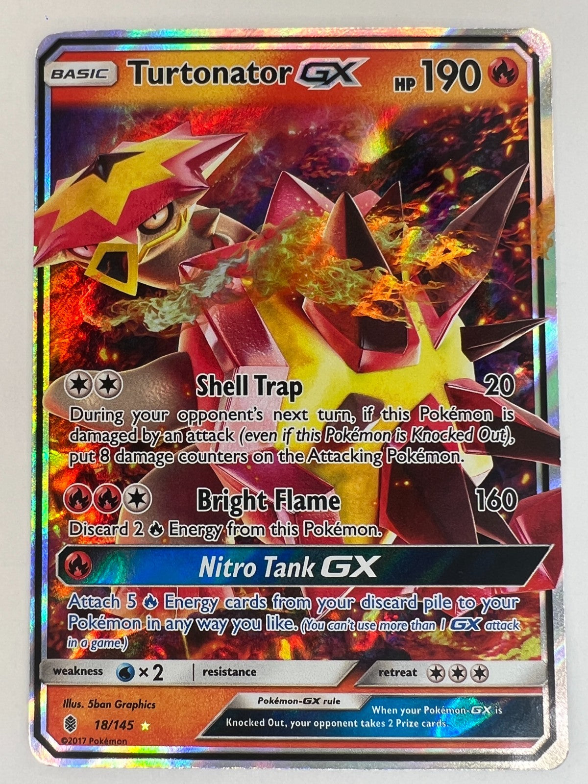 Pokemon Turtonator GX 18/145 Guardians Rising Ultra Rare Holo Card