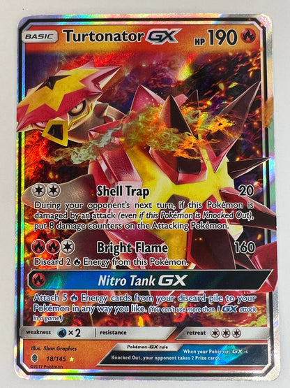 Pokemon Turtonator GX 18/145 Guardians Rising Ultra Rare Holo Card