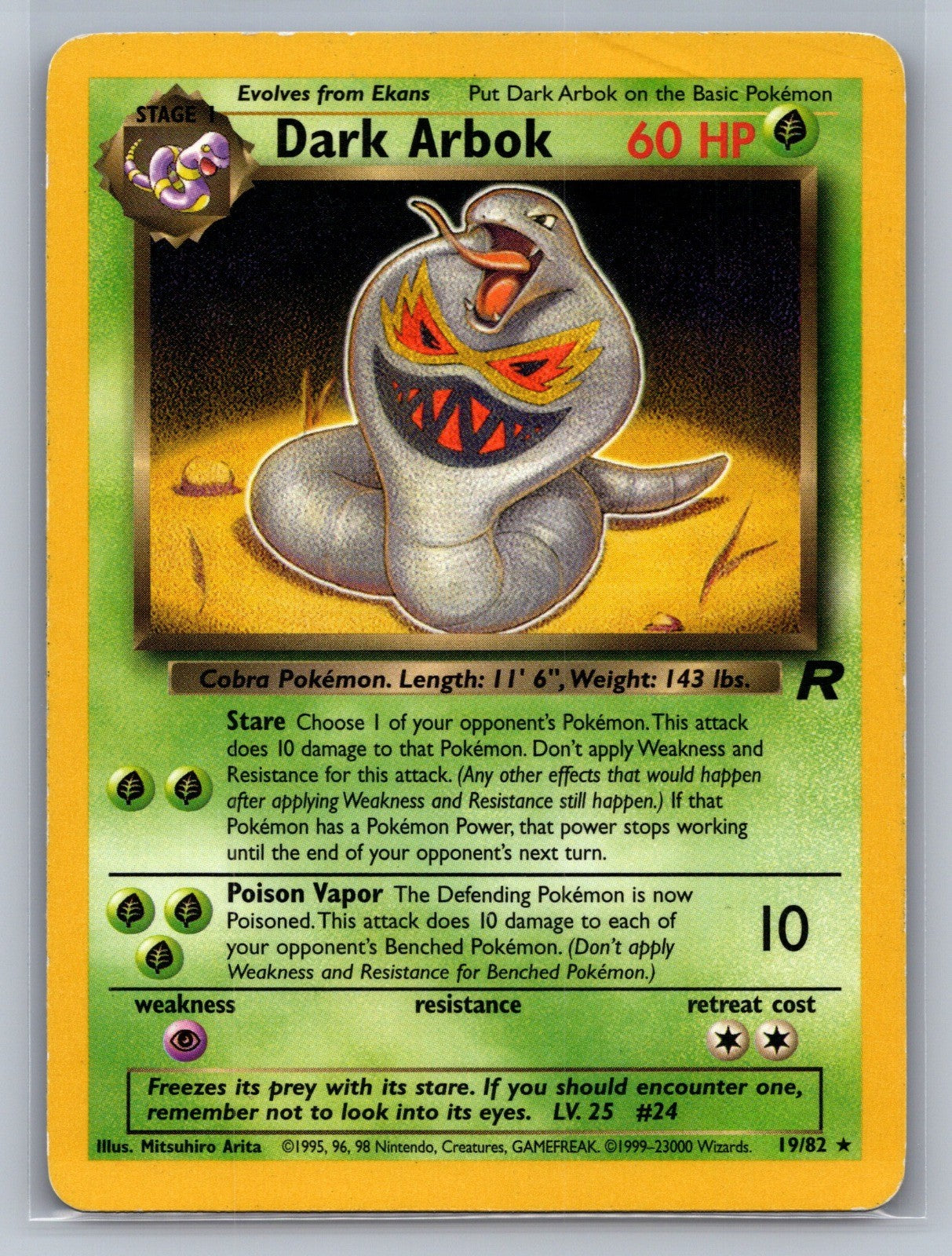 Dark Arbok (19) Unlimited Rare 19/82 Team Rocket MP
