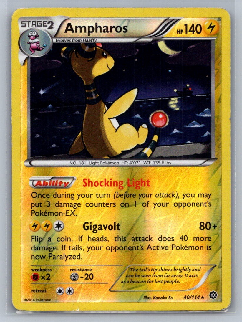Ampharos Reverse Holo Holo Rare 40/114 XY - Steam Siege LP