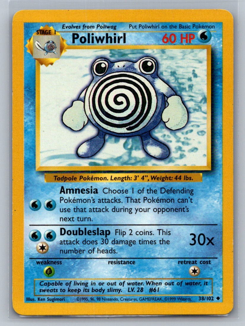 Poliwhirl Uncommon 038/102 Base Set LP