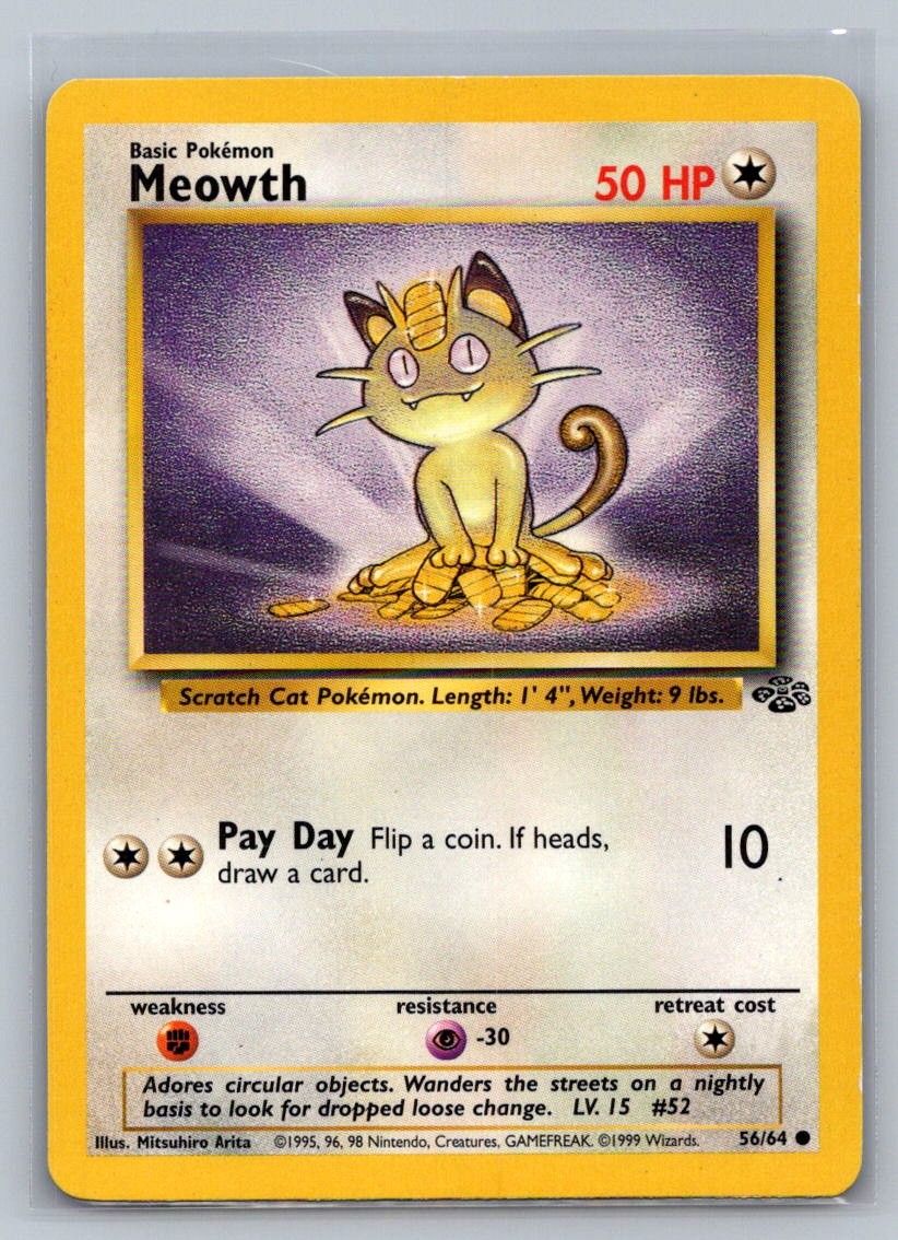 Meowth Unlimited Common 56/64 Jungle LP