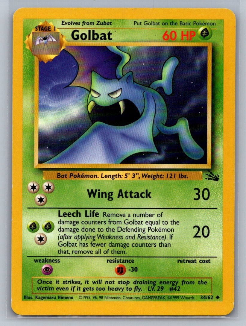 Golbat Unlimited Uncommon 34/62 Fossil LP
