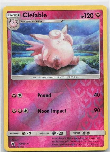 Clefable Reverse Holo Rare 40/68 Hidden Fates NM