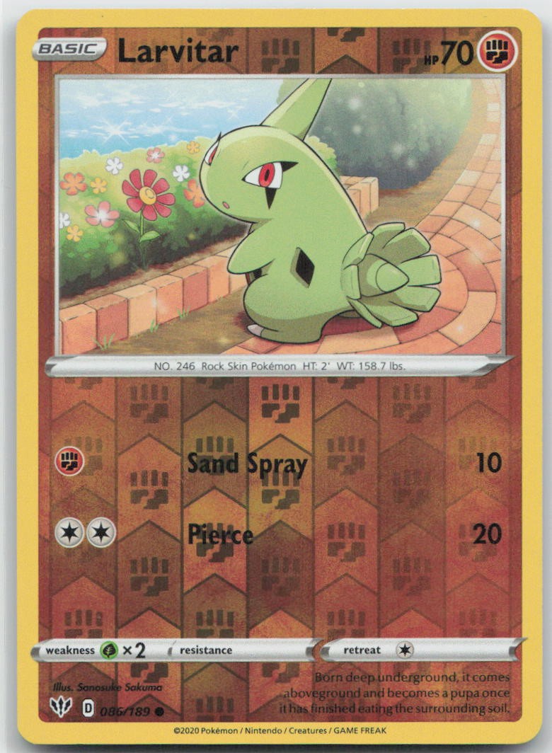 Larvitar Reverse Holo Common 086/189 SWSH03: Darkness Ablaze NM
