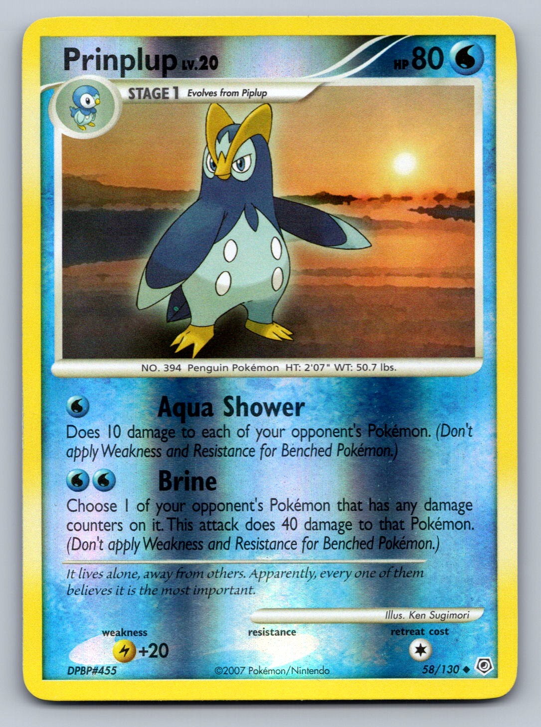 Prinplup Reverse Holo Uncommon 58/130 Diamond and Pearl NM