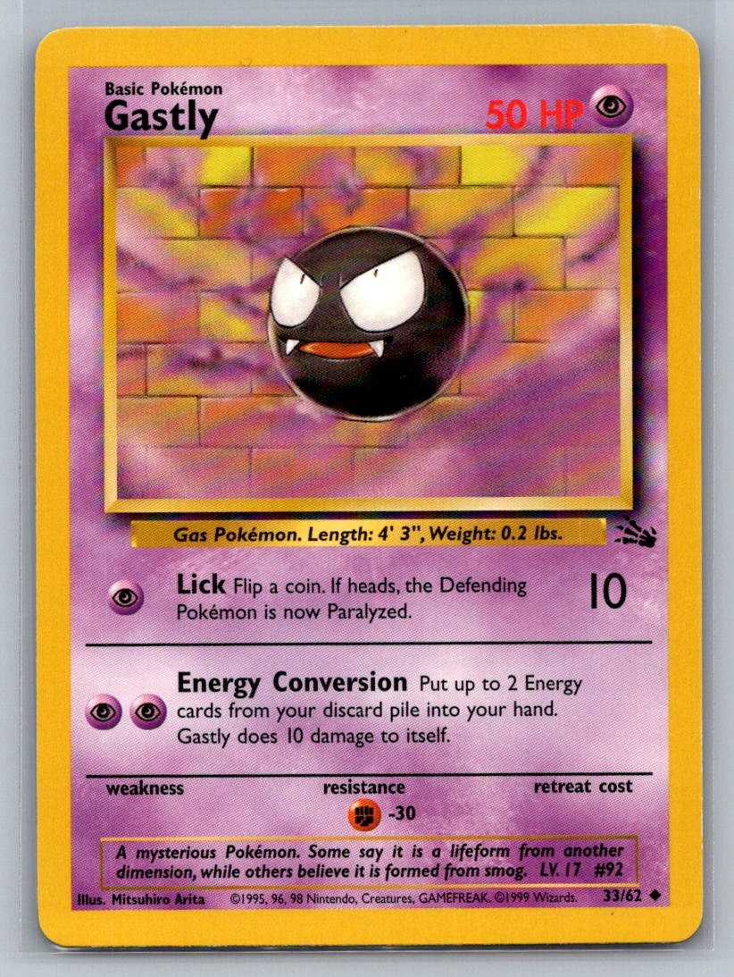 Gastly Unlimited Uncommon 33/62 Fossil LP