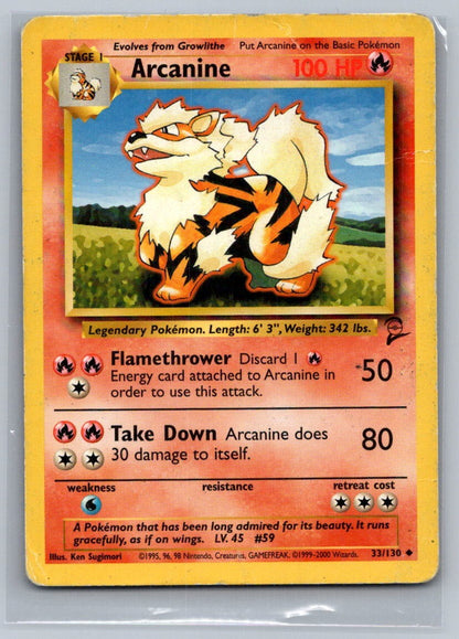 Arcanine Uncommon 033/130 Base Set 2 LP