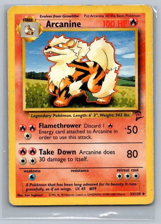 Arcanine Uncommon 033/130 Base Set 2 LP