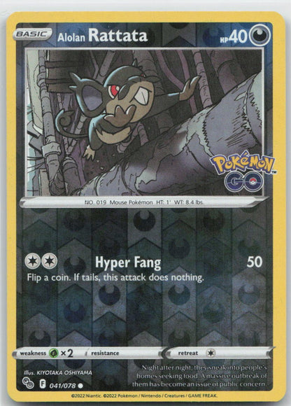 Alolan Rattata Reverse Holo Common 041/078 Pokemon GO NM