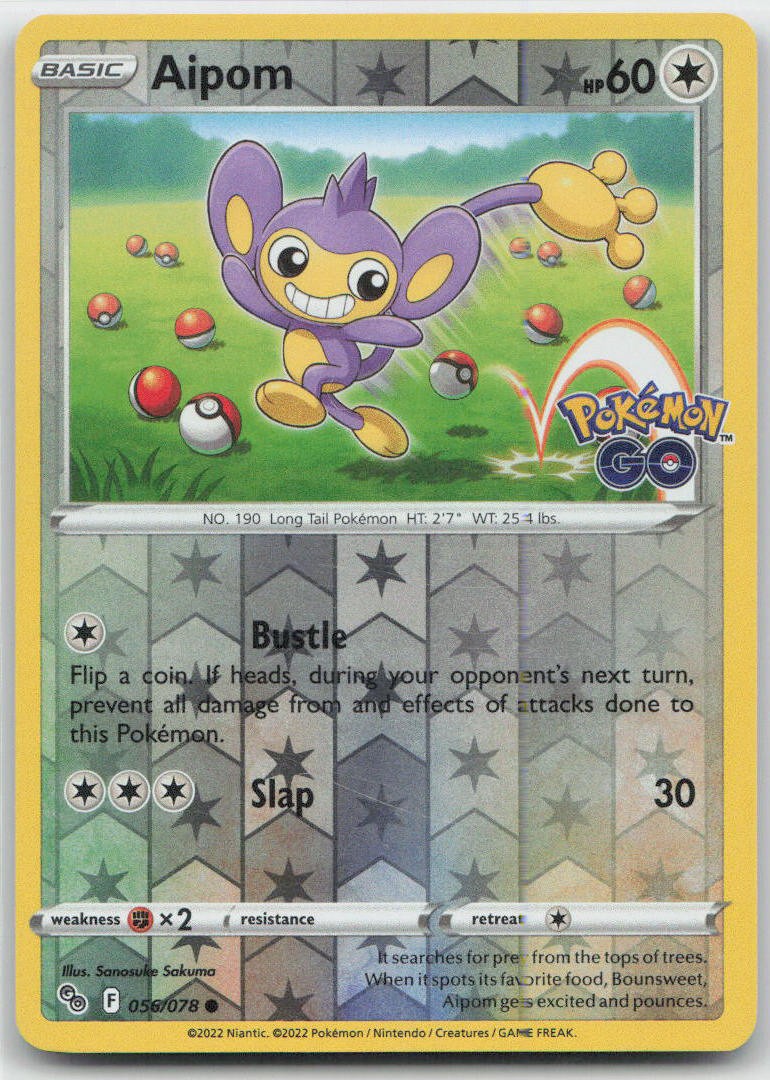 Aipom Reverse Holo Common 056/078 Pokemon GO NM
