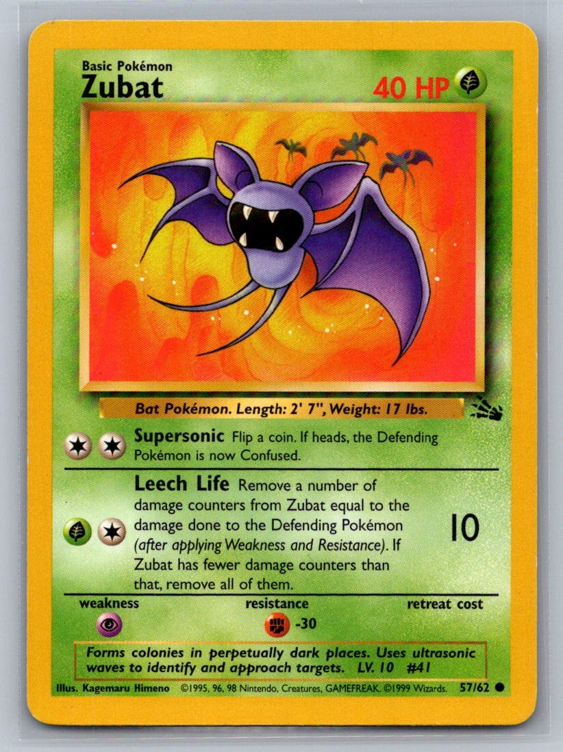 Zubat Unlimited Common 57/62 Fossil LP