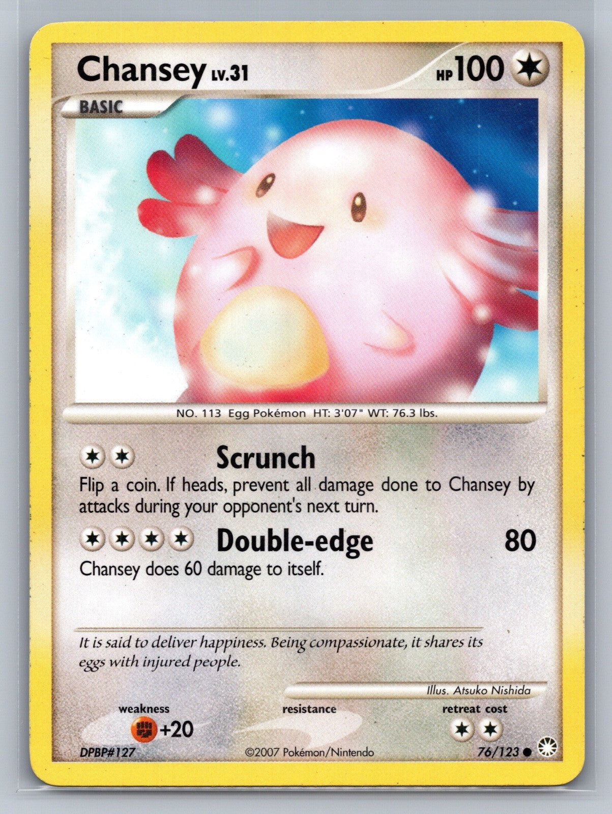 Chansey Common 76/123 Mysterious Treasures LP